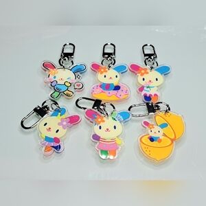 Sanrio Usahana Keychain Purse Backpack Charm Clip Set Of 6